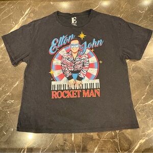 Elton John Rocket Man Graphic Tee - Black